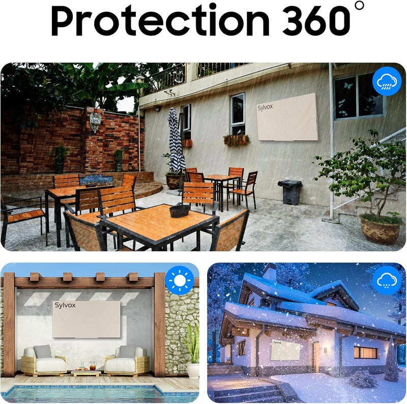 SYLVOX Outdoor TV Cover 40 to 43 inches TVs, Waterproof, Weatherproof and Dust-Proof Flat Screen Cover with Remote Control Pocket, Perfect for outdoor TV protection, Khaki - Image 4
